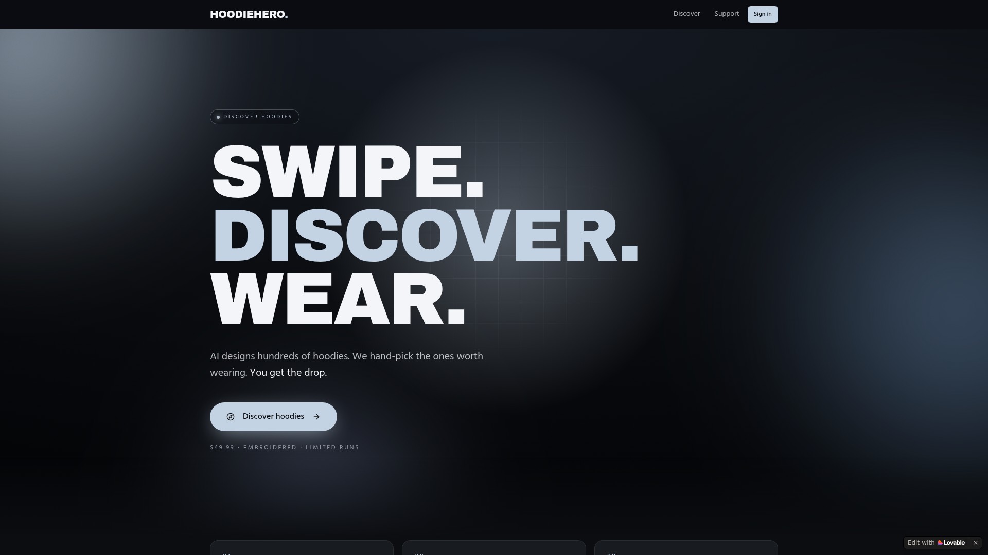 HoodieHero: Discover hoodies feed and individual design pages