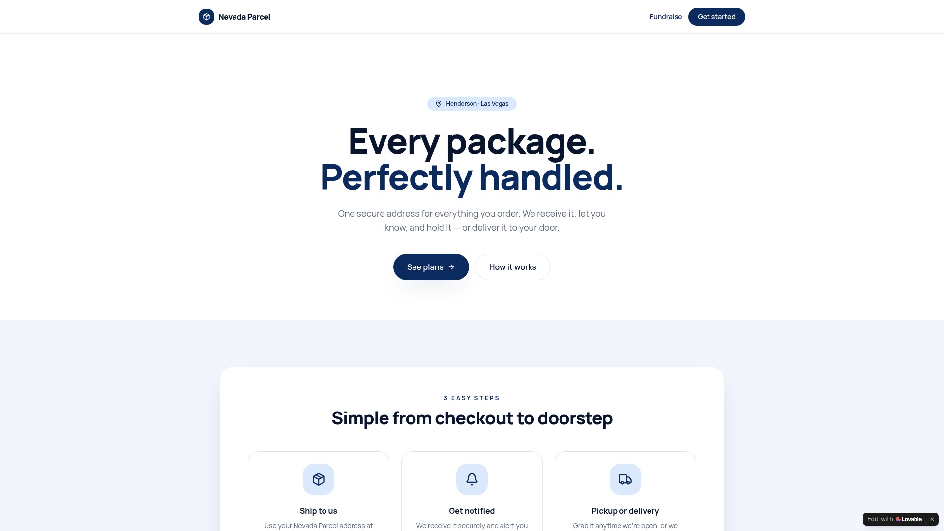 Nevada Parcel: Ship to us, get notified, then pickup or delivery